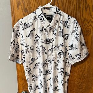 RSVLTS Men's Short Sleeve Button-Down Shirt - White/Black/Brown